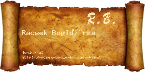 Racsek Boglárka névjegykártya